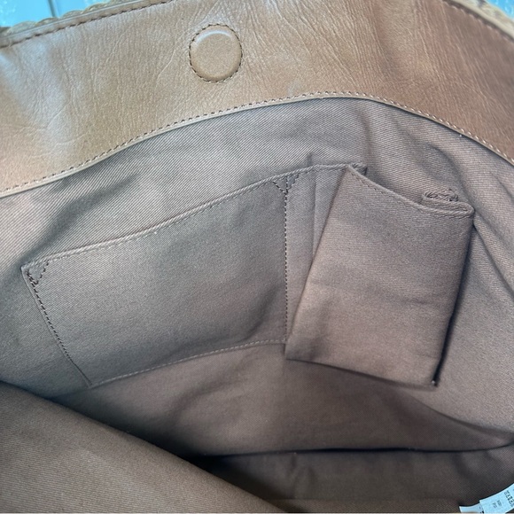 Quince Italian Leather Handwoven Tote Small Cognac NWOT - Picture 11 of 14